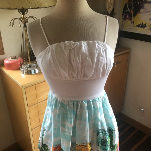 SOLD Retro Dress Bicycle Novelty Print Babydoll - Picture 3 of 7